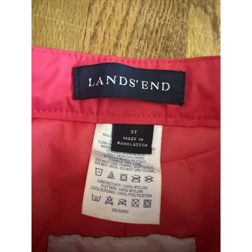 Lands End Squall Girls Pink US Size 3T Snow Pants Ski Pants Suit Set Winter Warm